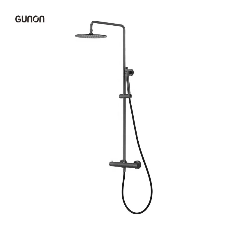 High-end new design simple style bathroom thermostatic rain shower set long warranty period