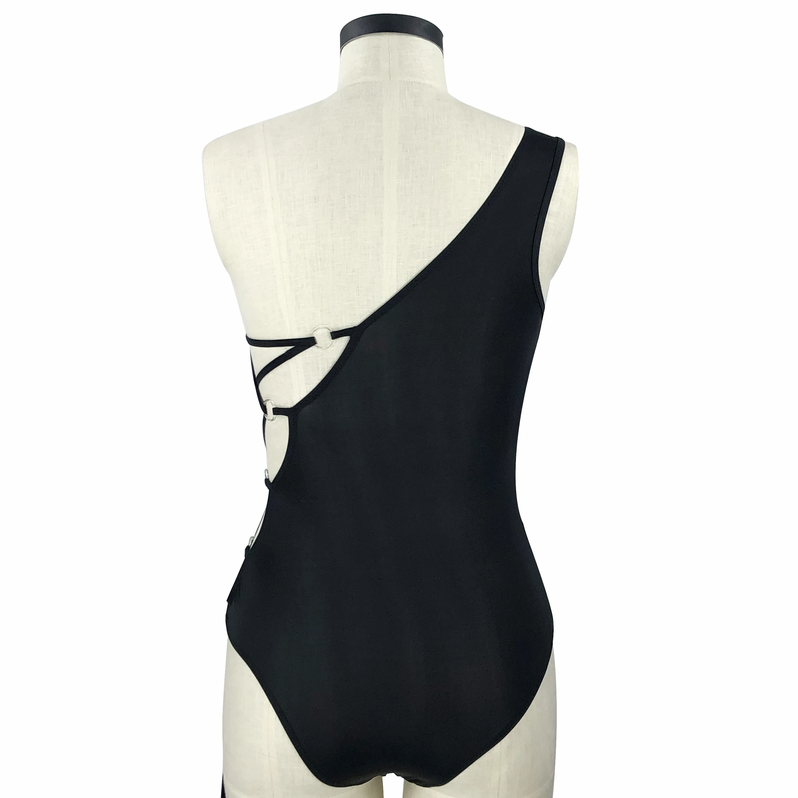 Yuehui Sexy deep V halter strap Women One-Piece Letter Bikini Push-Up Pad Swimwear Bandage Swimsuit Beachwear