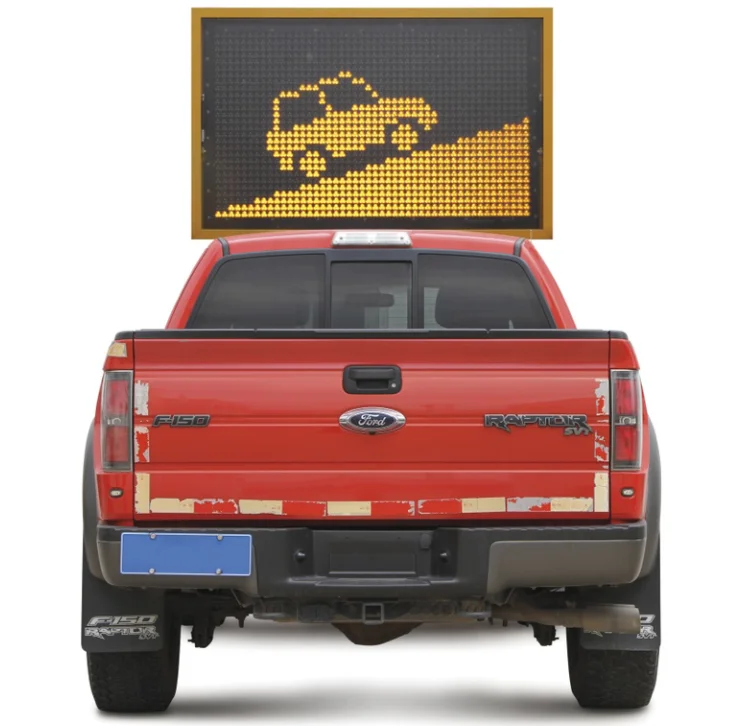 P1103 USA Quality Truck Message Board NTCIP Traffic LED Display ITS Yellow Color Pick-Up Truck Changeable Message Sign