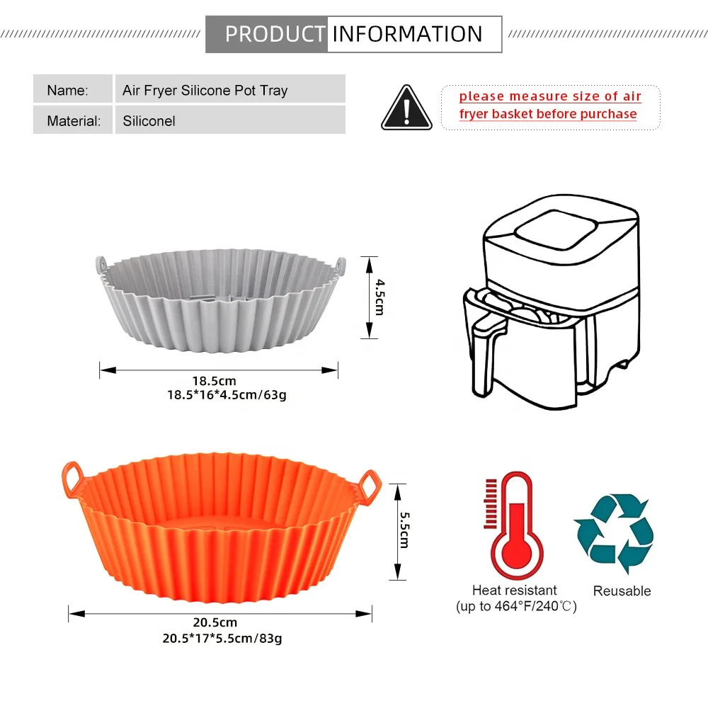 7/8 Inch Square Shape Reusable Silicone Pot Air Fryer Food Safe Oven Baking Tray Fried Pizza Kitchen Gadget S Air Fryers Liners