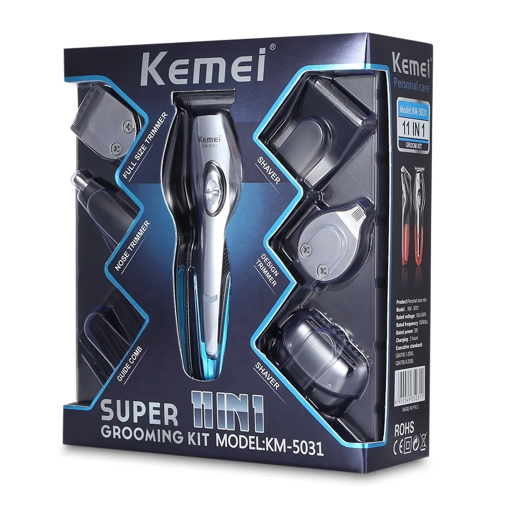 Kemei-5031 11 в 1 USB Перезаряжаемый профессиональный электрический триммер для волос, бритва, триммер для бороды