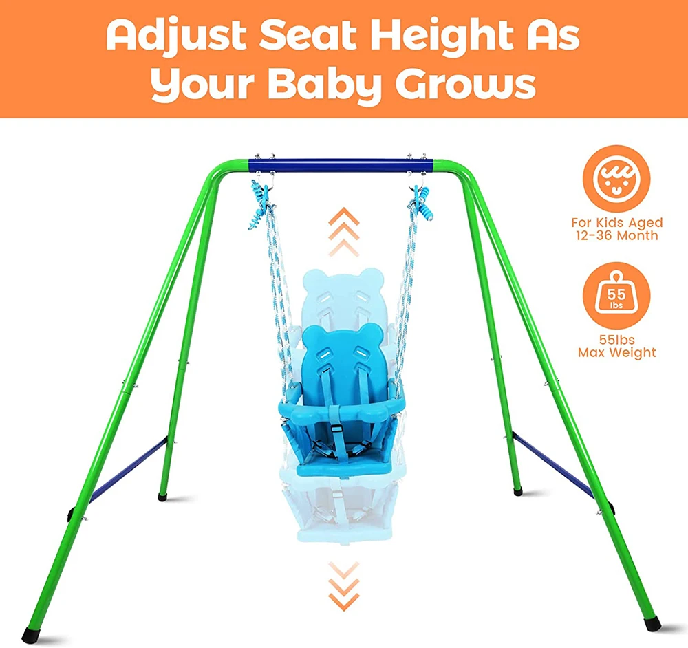 Baby Swing set plastic for kids baby chair playground outdoor metal swing sets hot sale quality safety panda swing set