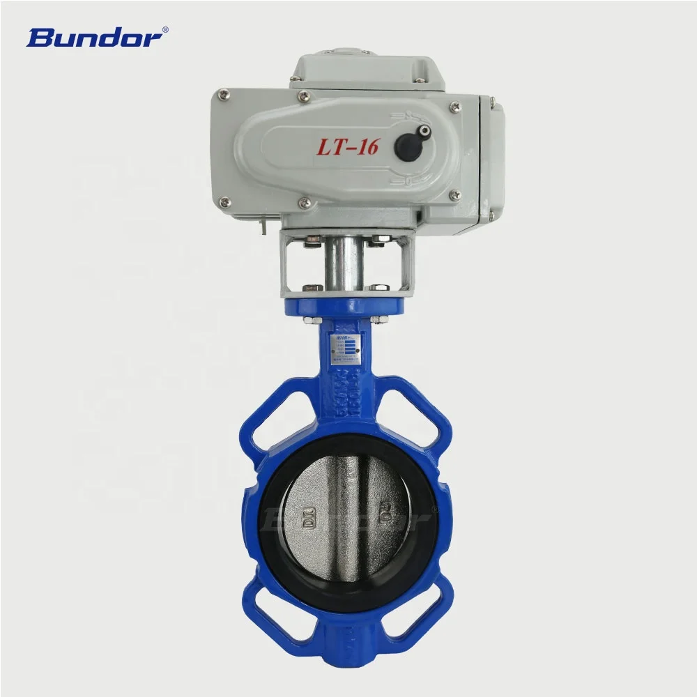 Центральная линия Bundor dn50 dn200 PN16, моторизованный привод, клапан-бабочка из высокопрочного чугуна, электрический клапан-бабочка