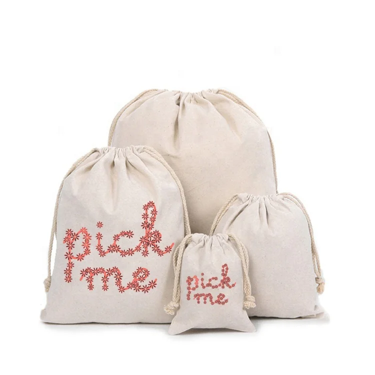 Byleading Factory Cheap Eco Friendly Logo Custom Canvas Cotton Drawstring Pouch