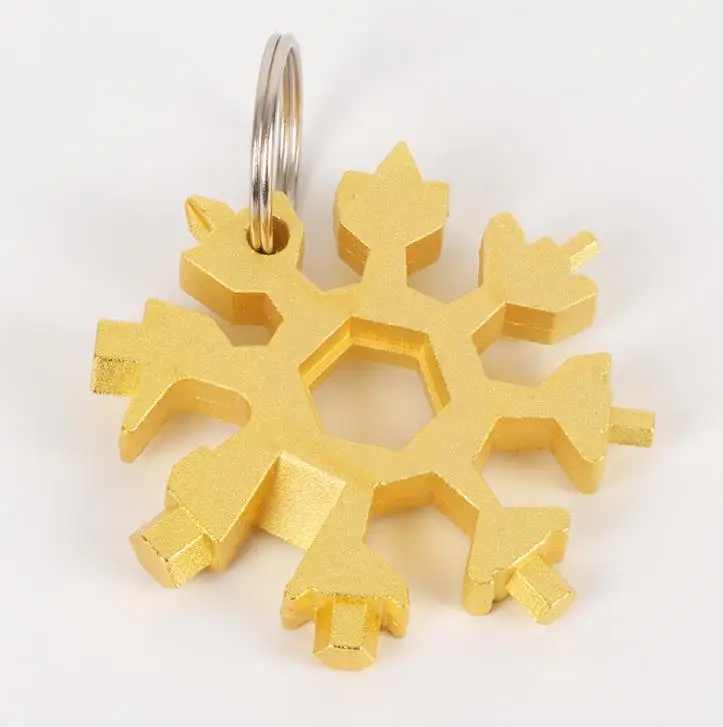 2023 hot selling 18 in 1 combination multi functional hex universal wrench snowflake wrench with key ring