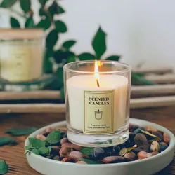 custom logo Private Label Scented glass Candles With Soy Wax and wooden Lid