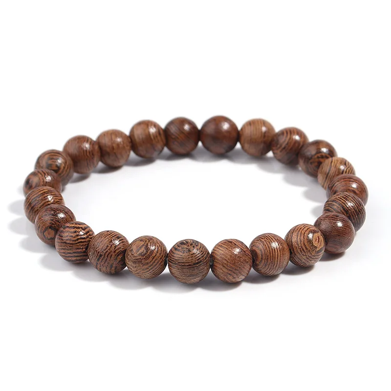 HP 8mm sandalwood beaded bracelet Handmade beaded bracelet ethnic style adjustabletassel ribbon bracelets