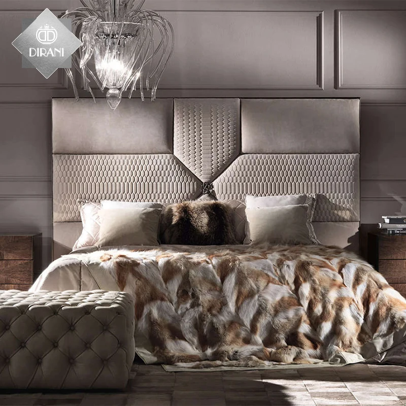 Современный набор мебели для спальни итальянская мебель с высокой спинкой со стразами стильная бархатная Роскошная двухспальная
