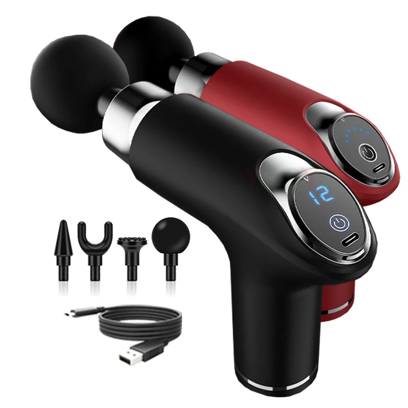 LCD Smart Massage Gun 2022 Luxury Deep Tissue Mini Muscle Massager Body Pain Relief Sport Fitness Office Relax