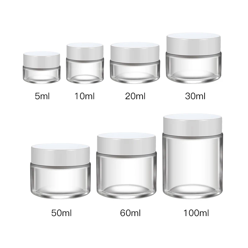 Customized 5ml 10ml 15ml 20ml 30ml 50ml 60ml 100ml Frosted Glass Cream Jar Cosmetic Cream Jar Glass Packaging