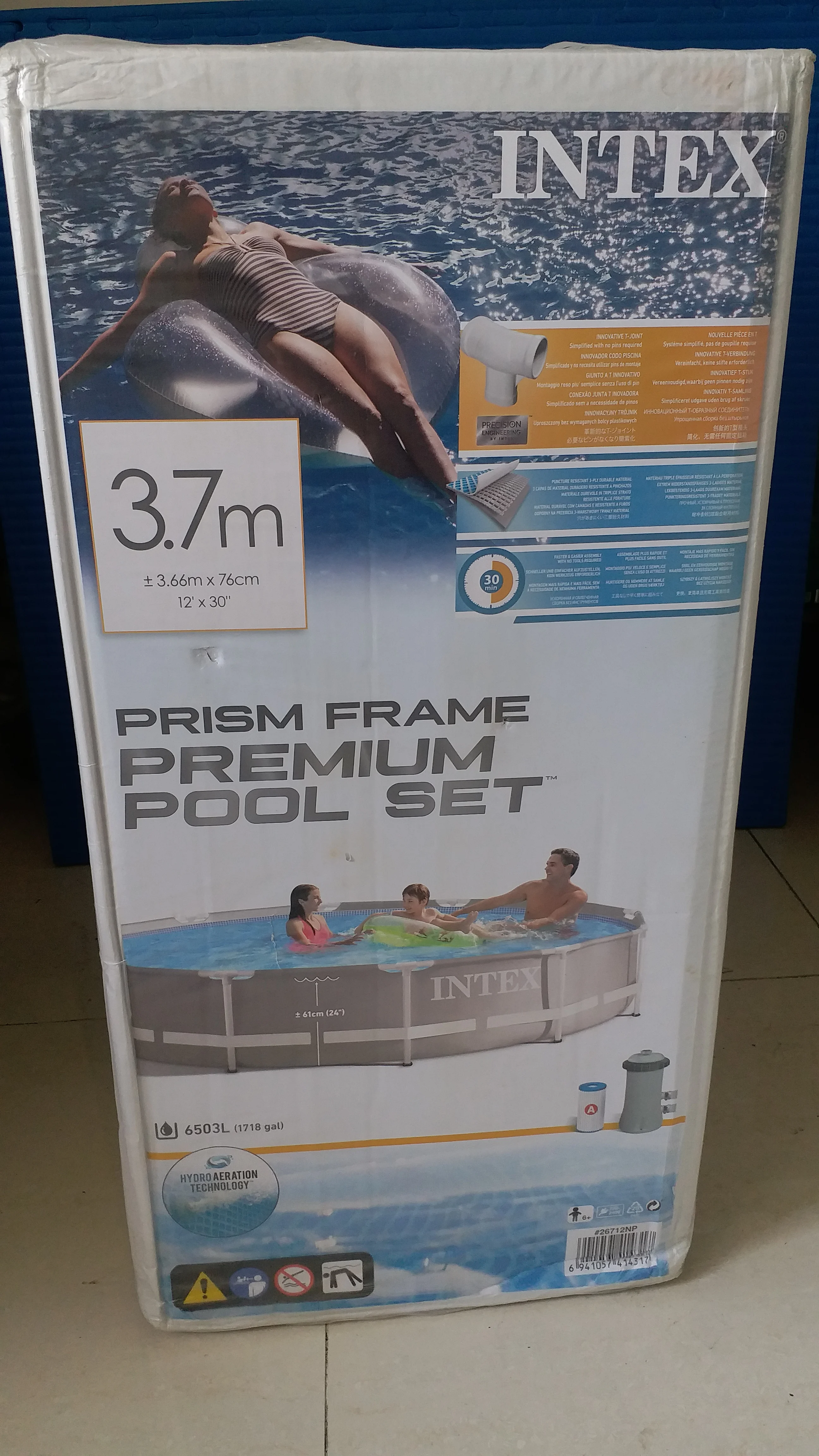 Intex 26712 (144in X 30in) Large Inflatable Metal Frame Pool Outdoor Above Ground Pool PVC