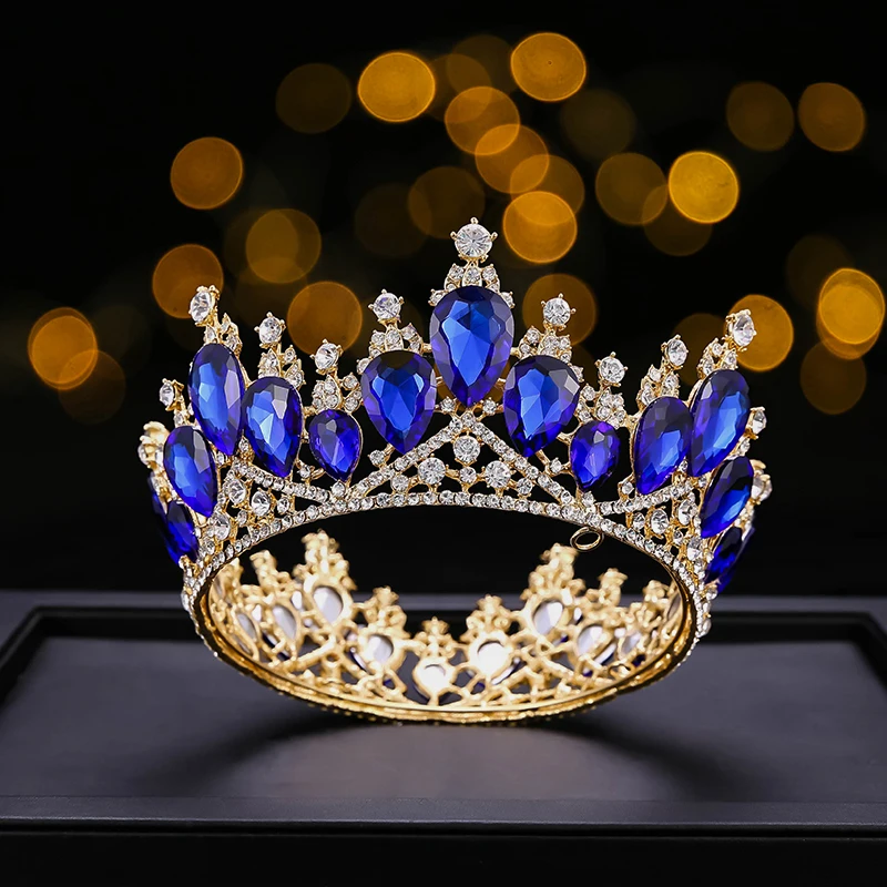 Fashion Baroque Luxury Wholesale Crystal Bridal Crown Tiaras/diadem Gold Diadem Large Tiaras For Women Bride Wedding Hair Access