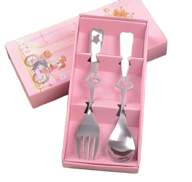 Luxury Reusable Knife Spoon Fork Heart Shaped Spoon And Fork Wedding Gift
