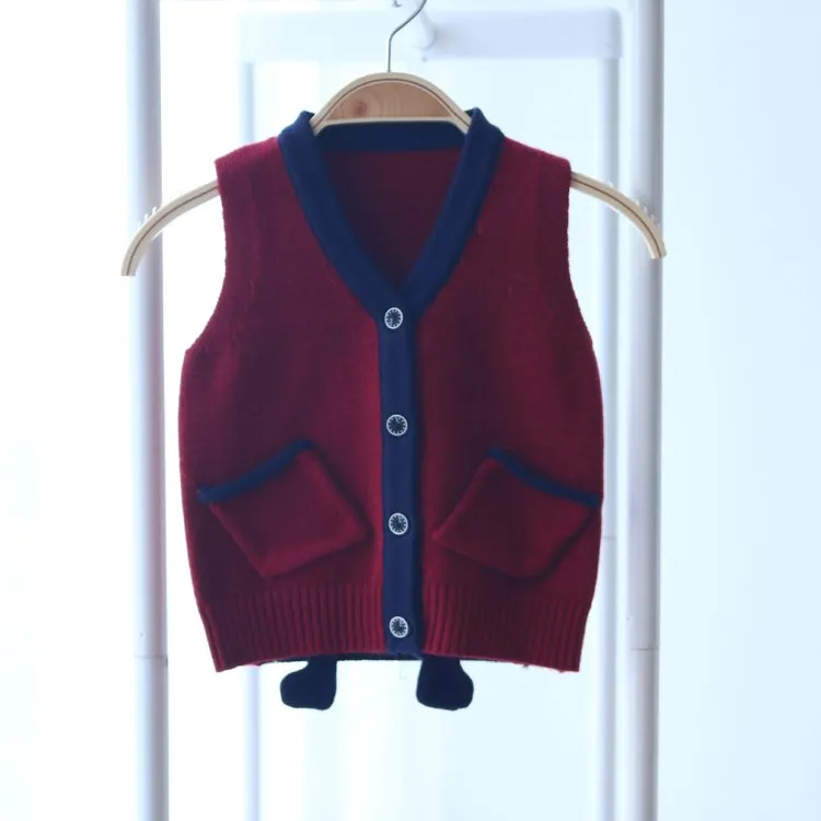 
fashion Cartoon pattern knit baby round neck sweater vest wholesale 