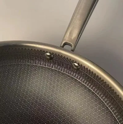 Wholesale Thick Stainless Steel Wok With Honeycomb Non-stick Coating For Frying Pans