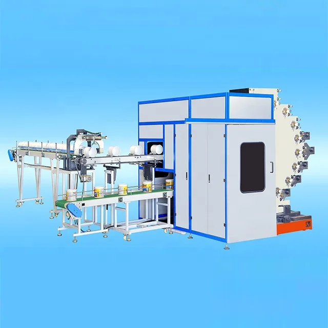 Automatic pail feeding system QJY-8250 offset pail paint printer machine in 8 colors printing