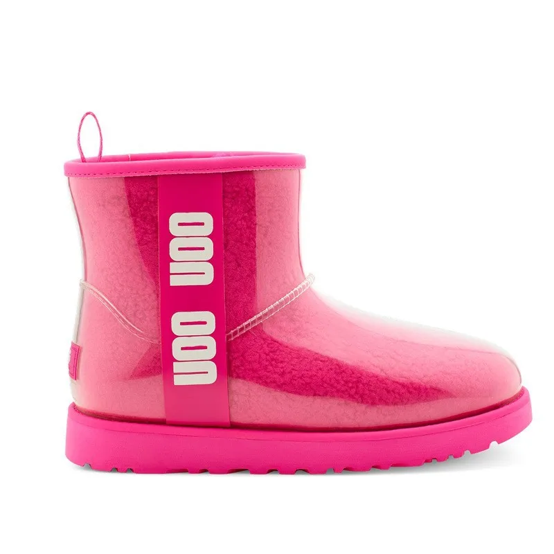 TX new factory direct winter waterproof transparent flat bottom candy colored jelly women snow rain boots