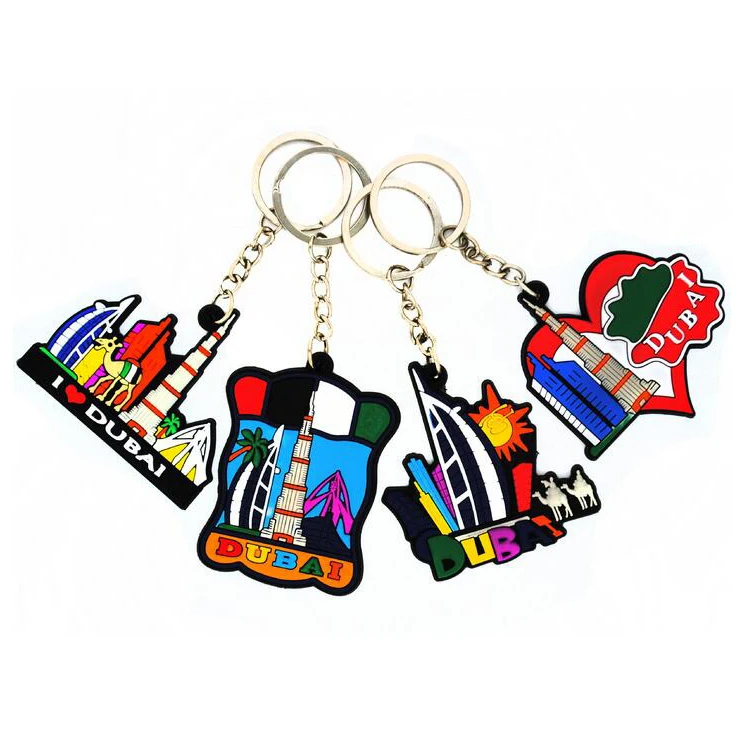 2022 Souvenirs Cheap Personalized 3d Dubai Custom Rubber Keychain