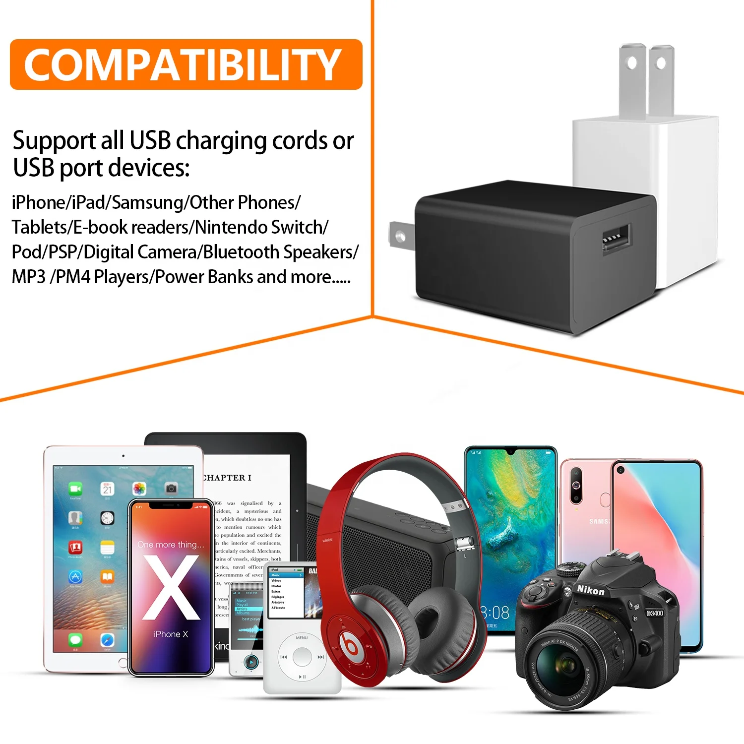 
ETL FCC Certificated USB Wall Power Adapters US PLUG 5V 1A 1.2A 1.5A One Port Power Adapter 