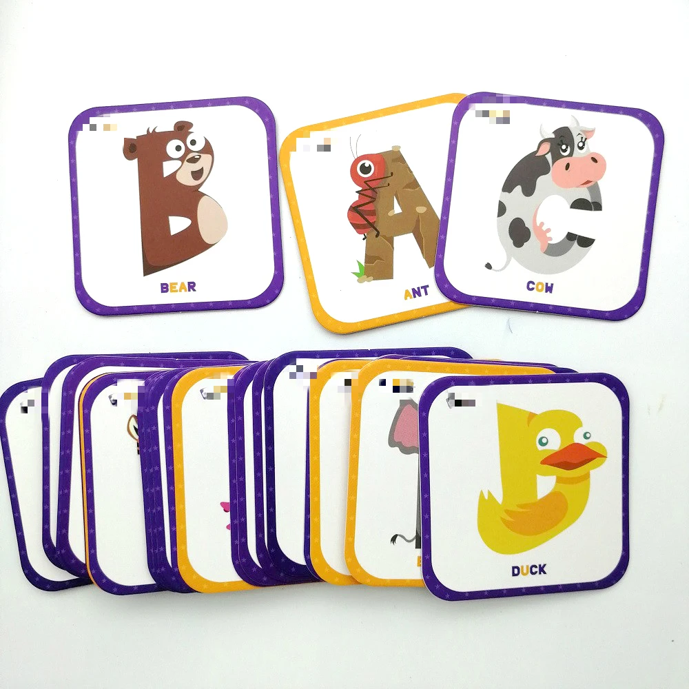 Custom Design Printing abc Phonics Educational Alphabet Flash Cards Game