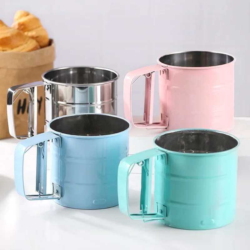 Kitchen Accessories Flour Sifter Stainless Steel Sieve Cup Large Sifter For Baking Tools And Powdered Sugar Flour Sieve
