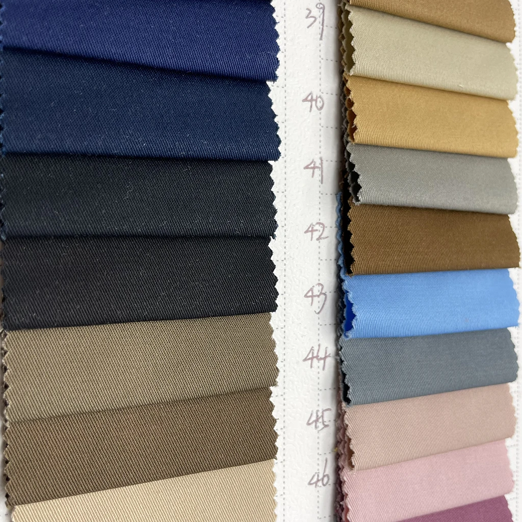 97% Cotton 3% Spandex Elastic Pants Fabric high density Cotton khaki Woven Elastane Twill Fabric For Trousers, pants