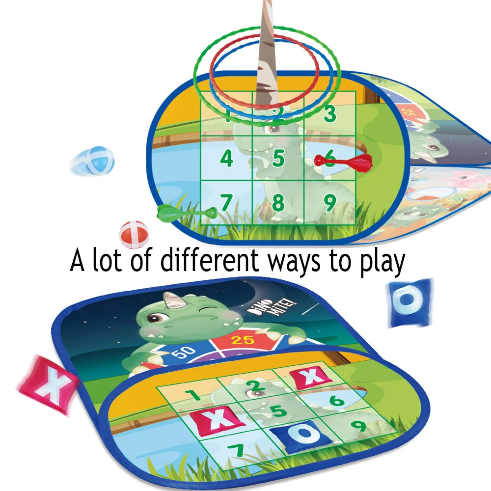 5 In 1 Tossing Game Board Set Cloth Target Score Rings Bean Bags Educational Toys Playing Indoor And Outdoor Sport Games