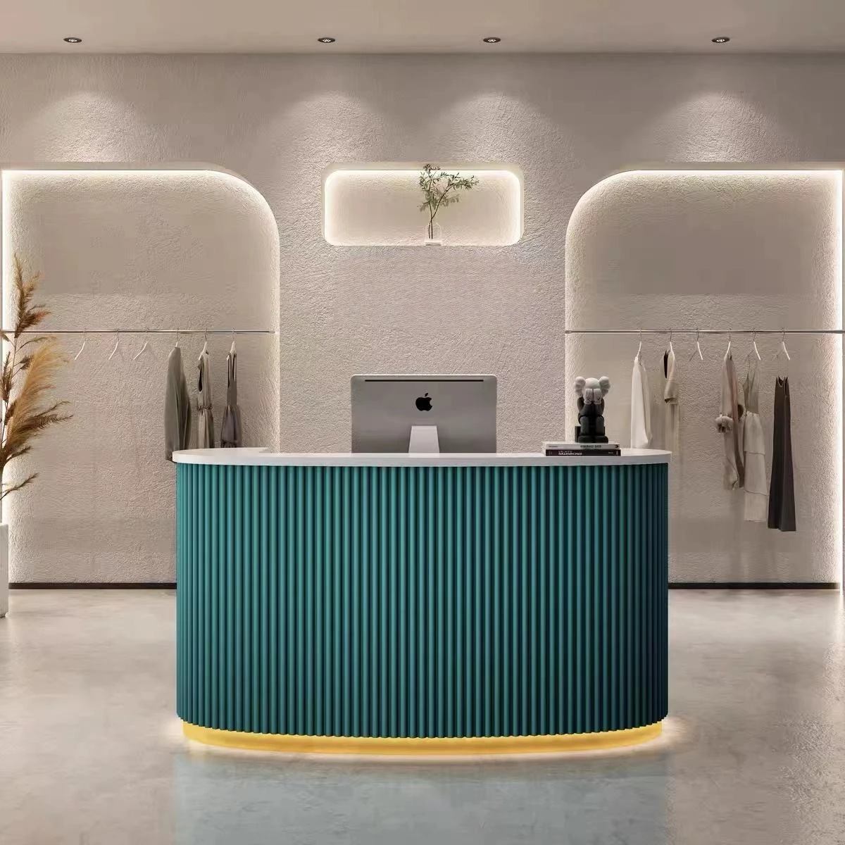 Custom modern reception desk beauty salon hairdressing furniture curved reception desk reception counter front desk