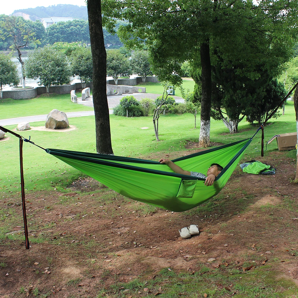 In stock Double size 300*200cm 210T Nylon Portable Folding Outdoor Travel Camping Hammock