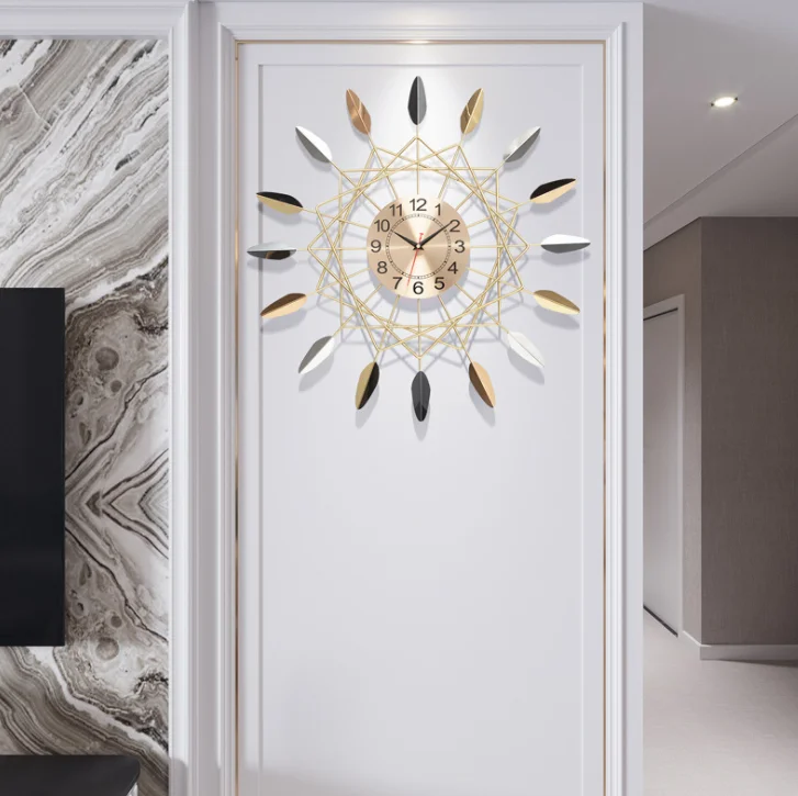 Nordic light luxury simple mute personality creative clock home living room bedroom fashion wall clock modern art wall clock