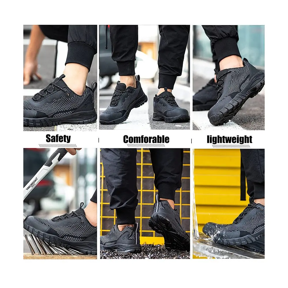 Waterproof Steel Toe Shoes for Men Comfy Lightweight Non-Slip Work Safety Shoes