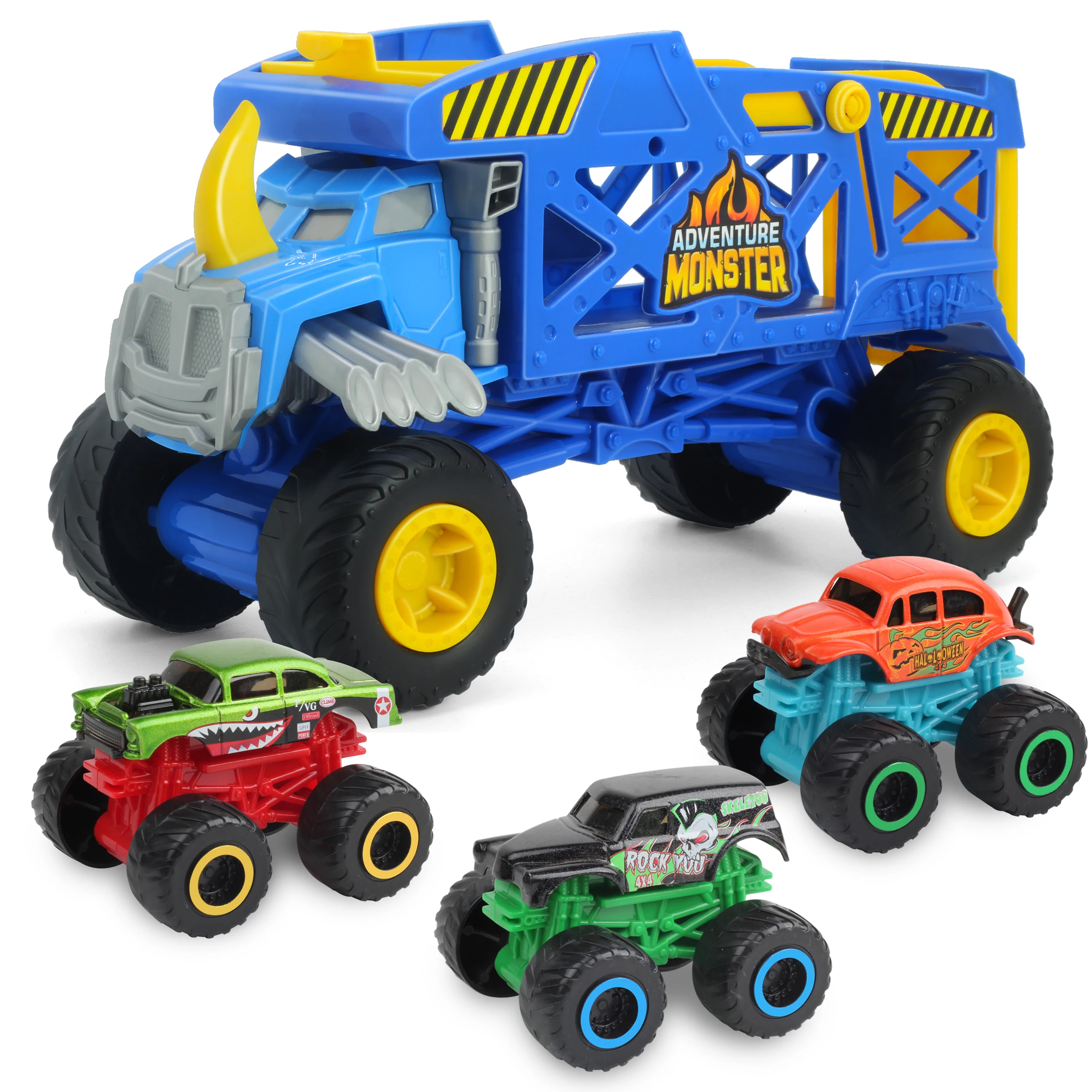 Sunq Factory 2024 Hot Selling monster mover truck with ramp Diecast Toys Car Diecast Friction Toy Vehicle For Kids Toys