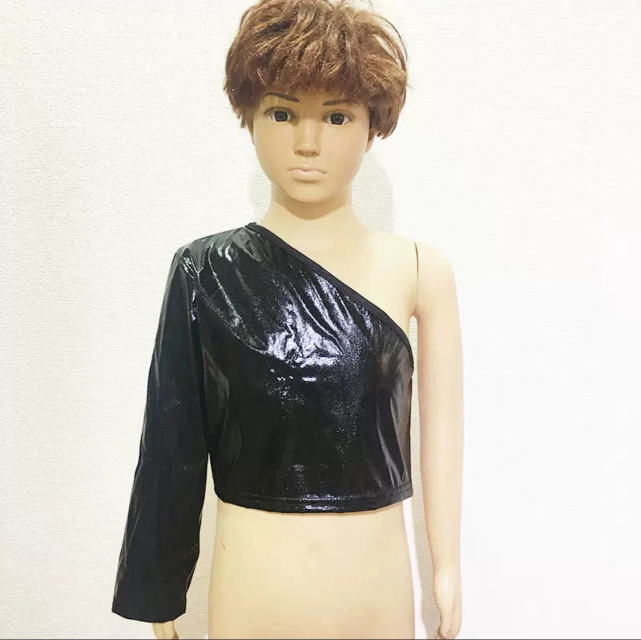 Stage cheerleading costume Boys Girls technology oblique shoulder long sleeve T-shirt single off-the-shoulder dress dance dress