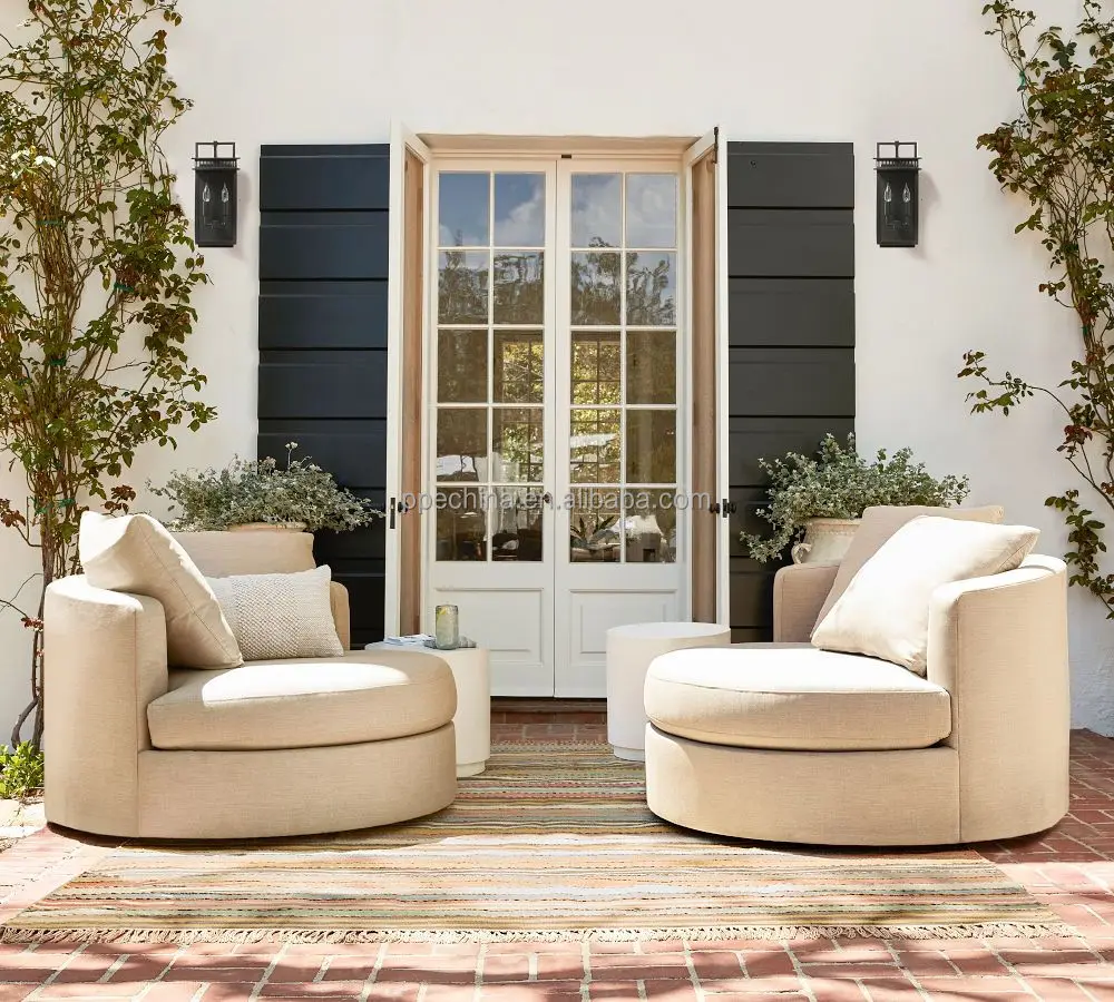 Hot Sale Round Shape Fabric Sofa bed Outdoor Sun Lounger garden Furniture Modern sunbed outdoor sofa_1