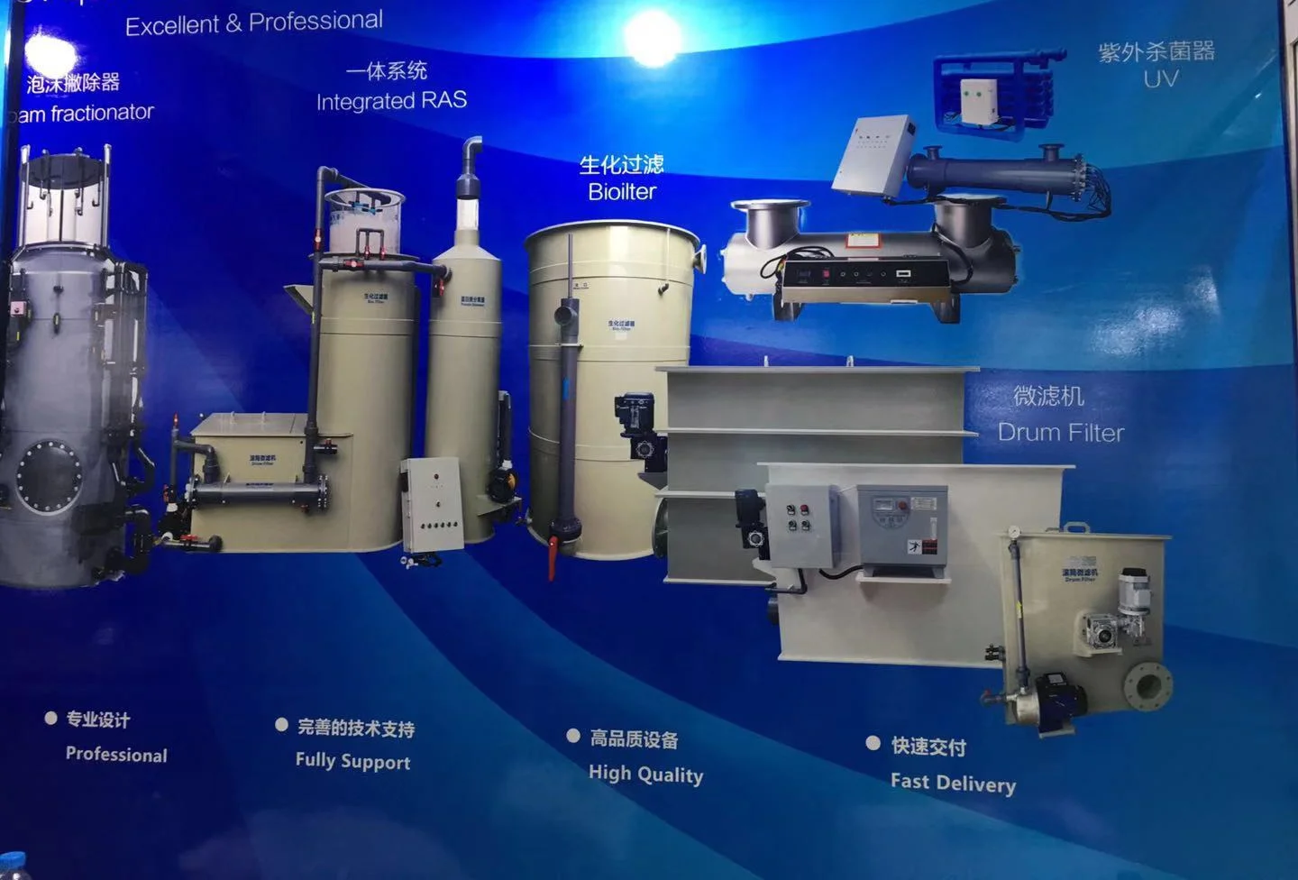 RAS system--Online water quality monitoring/drum filter/UV serilizer