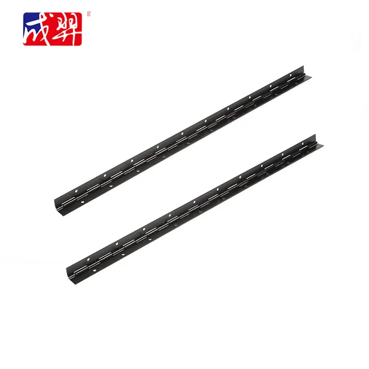 black continuous metal long piano hinges