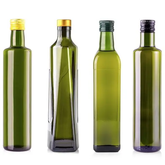 Food Grade 100ml 250ml 500ml 750ml 1L Empty Square Dark Green Marasca Cooking Olive Oil Glass Bottles