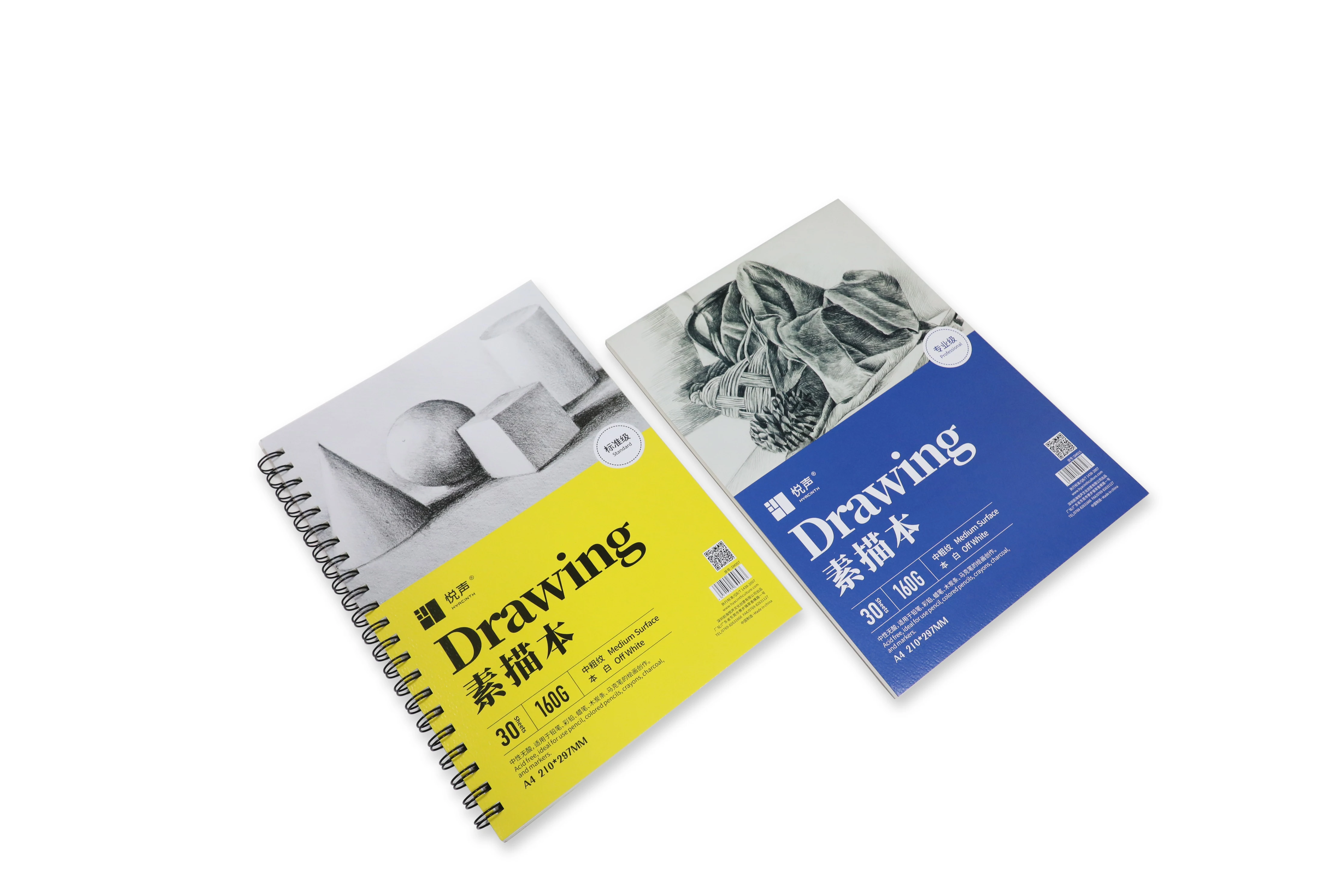 Professional 160g Creamy White Acid Free Spiral A4 Sketchbook Drawing Book for Artist