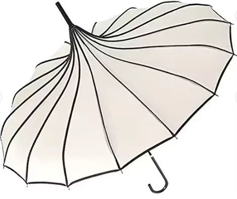 New Design Custom Logo Wedding Straight Umbrella Pagoda Parasol 16 Ribs With Hook Handle Wedding Women Girls White Umbrella