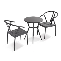 Aluminum Small Round Dining Table and Chair Set Outdoor 3 piece Bistro Set Patio Furniture