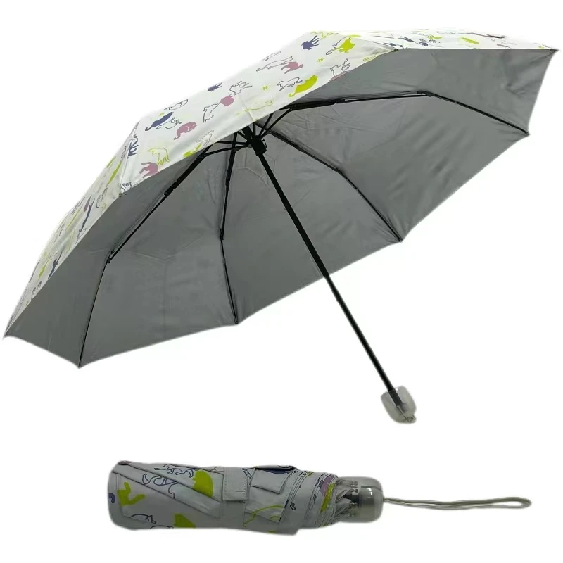 China Customised Manual Windproof 3-Fold Sier UV Full-Color Printed Umbrella Classic Mini Golf Design for Adults Custom Logo