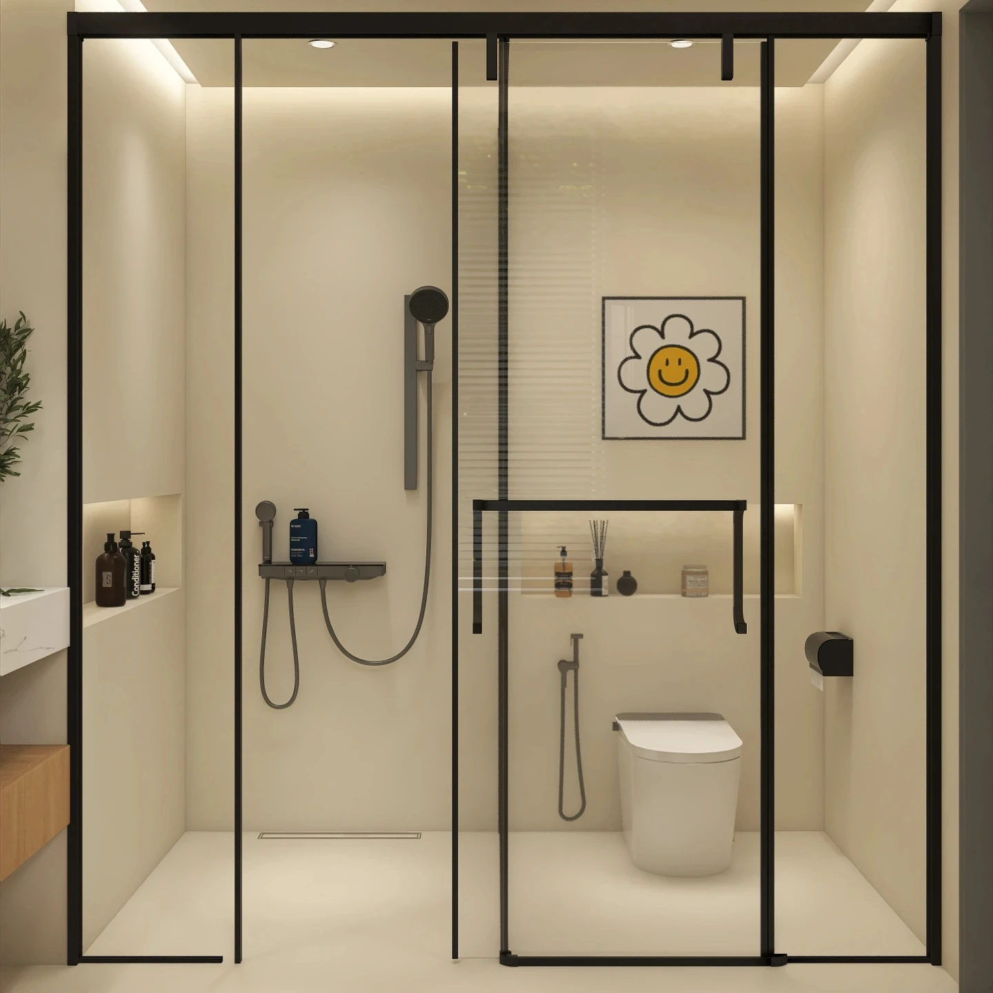 Modern bathroom simple shower glass cabin bath portable steam handle glass door pull hand sliding shower rooms