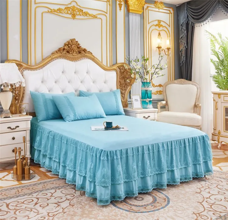 Гостиничное белье с чистым принтом, розовое, белое, двуспальное, кружевное постельное белье, простыня, юбка