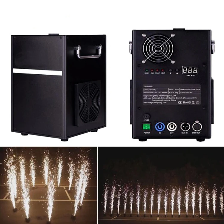 
Cold Fountain Spark Machine, Electronic Firework 600W DMX Remote Control Special Effect Stage Equipment Machine for Wedding 