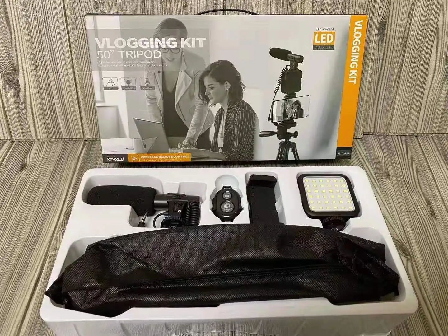  KIT-05LM Vlog съемки наборы фотостудия костюм с микрофоном светодиодное заполняющее освещение для регулируемый штатив-Трипод камеры