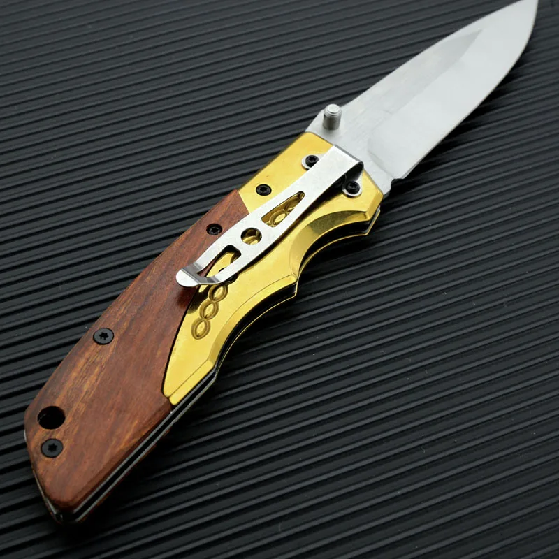 Camping Folding  knife  Outdoor EDC Self Defense Tactical Pocket Knife with  Brass Handle