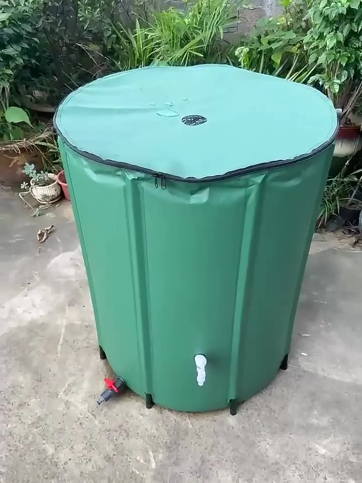 Wholesale pvc plastic home foldable rain barrel 250-500L water collection system rain water tank wit filter net