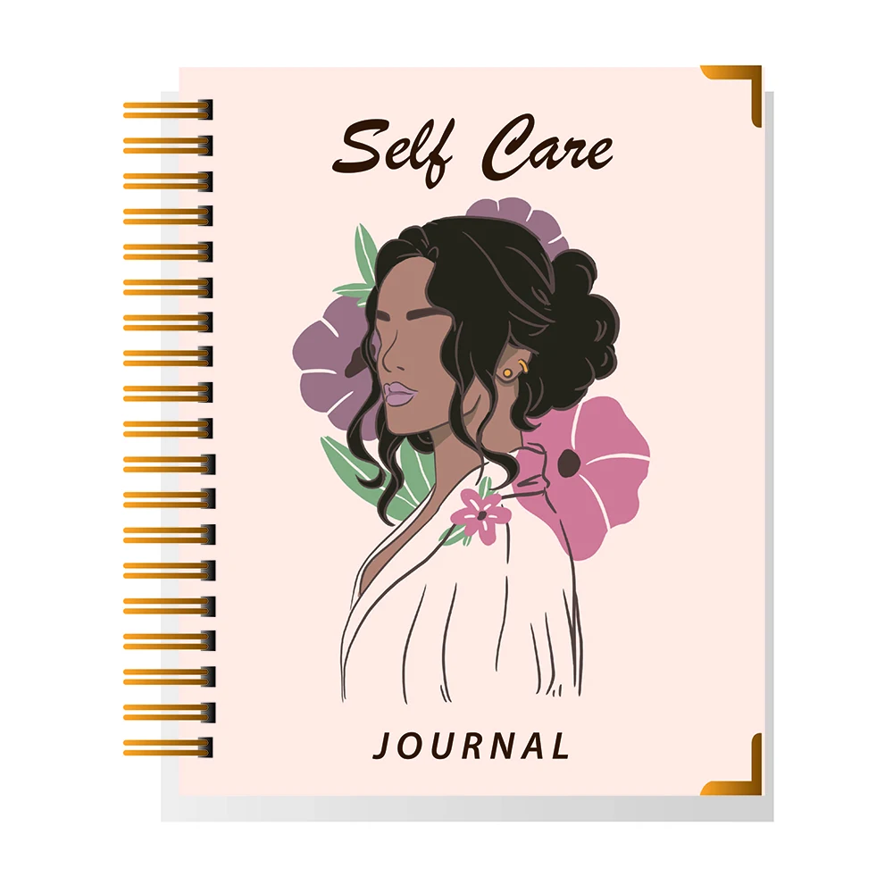 High Quality Hardcover Paper Spiral Bound Custom Journals Self Care A5 Notebook for Black Women Girls