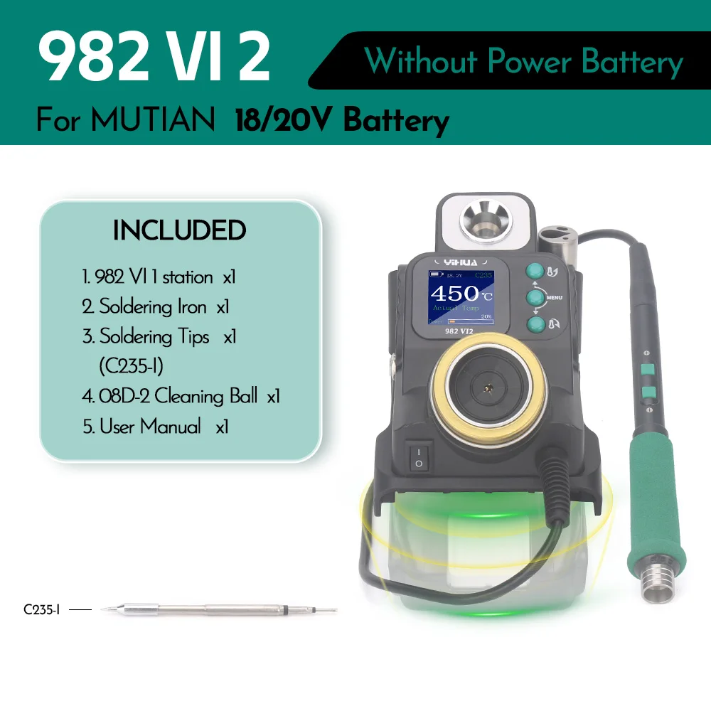 YIHUA 982-VI 3 Precision Soldering Iron Station for  MIWOQI 20V Battery Quick Heating Lead-Free Soldering