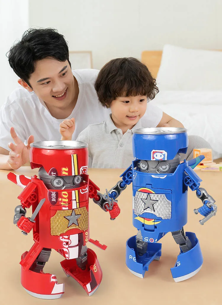 Novelty Deformation Soda Robot Toys Transformation 4 Item Drinks Transform Toys Robot For Kids
